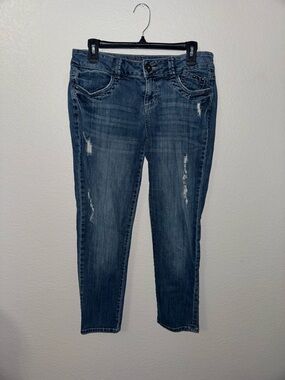 Elle Distressed Mid-Blue Ankle Jeans